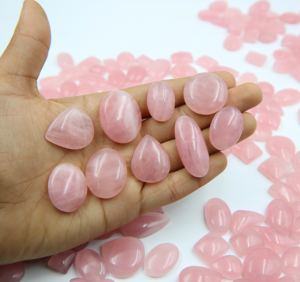 Cabochons en quartz rose naturel en vrac pour la fabrication de bijoux, pendentifs en quartz rose, formes ovales, poire et mélangées - Product Image 2