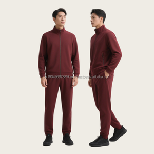 High Quality Casual Style Black Webbing Design Zipper Pocket Stand Collar Jacket Elasticed Foot Jogger Suit Tracksuit for Men - Product Image 3