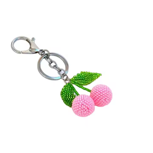 Multi-Functional Coin Holder Keychain Intricate Bead Embroidery Durable Washable Leather Strap Decorative Oval Shape Beadwork - Product Image 1