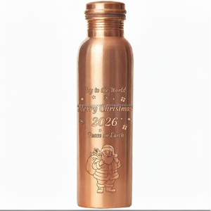 Elegante botella de cobre navideña con deseos de Papá Noel y Año Nuevo, logotipo personalizado - Product Image 6