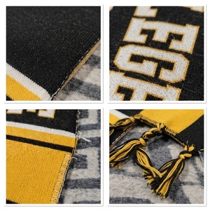 Custom Jacquard Knitted <b>Scarf</b> Wholesale Winter Warm Fan <b>Scarf</b> College Style <b>Black</b> Yellow Strip Soft Acrylic Fan Acrylic <b>Scarves</b> - Product Image 4