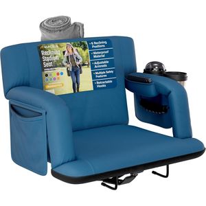 Premium Reclining Bleacher <b>Chair</b> with Back Support for Stadium Seating - Product Image 1
