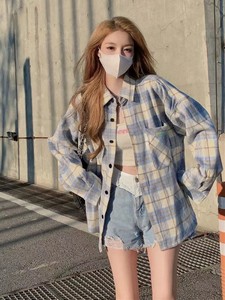 Nueva Camisa de Franela a Cuadros para Mujer, Otoño, Transpirable, 100% Algodón, Manga Larga, Cuello Camisero, Estilo Vintage, Casual - Product Image 6