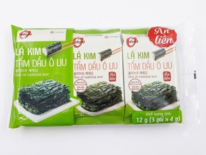 Alga Nori Tradicional con Aceite de Oliva, 4g, Asada, Seca y Sazonada, Snack de Algas Marinas, Venta al por Mayor O'food |   Paquetes de 3/9/16 |   Hecho en Vietnam |   Listo para Comer - Product Image 5