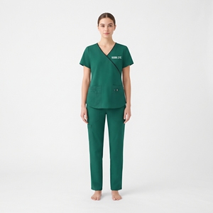 Conjunto de Uniforme Médico para Mujer Hawk Eye, Color Verde, Top de Manga Corta y Pantalones con Bolsillos, Tela de Poliéster Tejido - Product Image 2