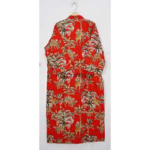 Kimono 100% Algodón con Estampado Floral, Bata Informal de Invierno y Primavera para Mujer, Cierre con Cordón, Ropa de Dormir de Verano, Vestido para la Playa - Product Image 6