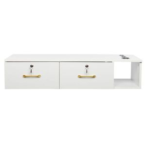 White Salon Furniture Cabinet with 15cm E0 Chipboard Pitted Surface Two Drawers Three Holes Lock - Product Image 2