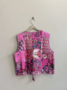 Chaleco Acolchado de Algodón Vintage para Mujer, Estilo Hippie con Parches - Product Image 6