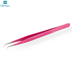 Wholesale Custom Logo Pink Textured Lash Tweezers Set High Precision Stainless Steel 90 Degree Volume & Isolation Tweezers - Product Image 6