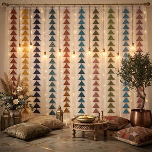 Wholesale <b>Artificial</b> Colorful Fabric Triangle Wall Decal Traditional Indian Festival Diwali Wedding Backdrop Decoration - Product Image 4