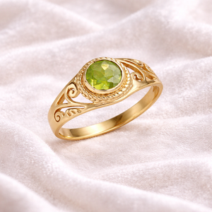 Brass <b>Ring</b> Peridot Faceted Fixed Size Elegant Vintage Glam <b>Statement</b> <b>Ring</b> Handmade Women Jewelry Moku Jewellery Bezel Setting - Product Image 5