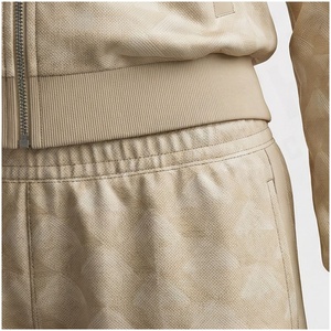 Ensemble de survêtement beige pour femmes, manches longues, fermeture éclair sur le devant, pantalon de jogging uni avec poches latérales, tenue d'automne - Product Image 5