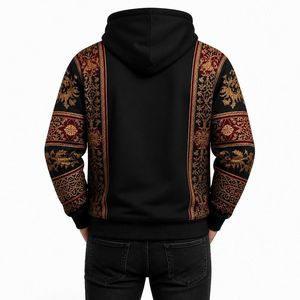 Sudadera con Capucha Personalizada para Hombre, Estampado Dorado Barroco, Estilo Urbano de Invierno, Hip Hop, Chaqueta de Forro Polar Extra Grande, Sudadera Informal con Capucha - Product Image 4