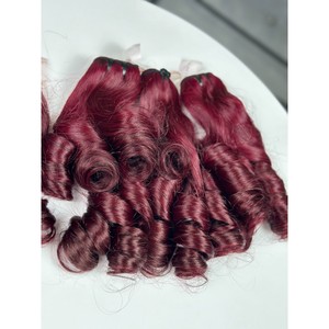 เครื่องทำผมลอน Funmi แบบต่อผมแท้ สีแดงเบอร์กันดี วินแดง ผมเวอร์จินเวียดนามแบบ Double Drawn สำหรับขายส่ง - Product Image 4