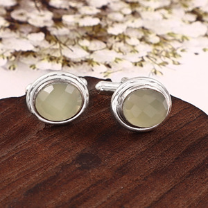 Boutons de manchette en pierre de lune grise naturelle pour homme, bijoux de luxe en laiton, cadeau de mariage formel pour le marié, bijoux personnalisés, anniversaire, Noël - Product Image 6