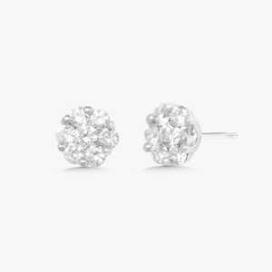 Diamond Flower Stud <b>Earring</b> Round Lab Grown 14k 18K Solid Gold Cluster Push Back Minimalist Everyday Luxury Floral Studs Jewelry - Product Image 3
