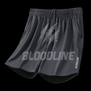 Shorts de sport Bermuda pour homme BLOODLINE, taille mi-haute, élastique, séchage rapide, poches, motif camouflage, matière PU, gris, impression par sublimation - Product Image 3
