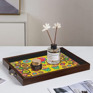 Elephant Design Wooden Serving <b>Tray</b> with Handle Rectangular Shaped <b>Large</b> Serving <b>Tray</b> for Decoration Home and Office Usage - Product Image 1