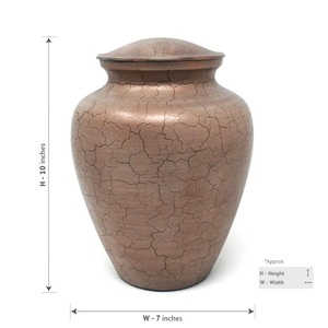 Rustic Crafted Metal Urn with Crackle Texture Design Copper <b>Bronze</b> Finish Lidded Memorial Ashes Keepsake Tribute - Product Image 3