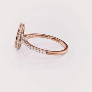 Anillo de Diamante Cultivado en Laboratorio con Corte Pera para Mujer, en Oro Blanco/Rosa/Amarillo de 14K, con Engaste de Bisel y Banda Pavé, de Lujo - Product Image 2