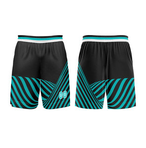 Custom Sublimated Basketball Uniform Set Black Teal Geometric Design V-<b>Neck</b> Sleeveless Mesh Breathable Unisex Adult Apparel - Product Image 2