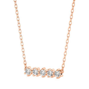 0.50 CT Lab Grown Diamond 5 Stone Bar <b>Necklace</b> 14K Rose Gold Minimalist Diamond Bar <b>Necklace</b> Gift for Her Jewelry - Product Image 2