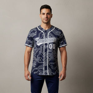 Maillots de baseball sublimés personnalisés de haute qualité avec nom et numéro, manches courtes, coupe athlétique, respirants, été, 100% coton - Product Image 1