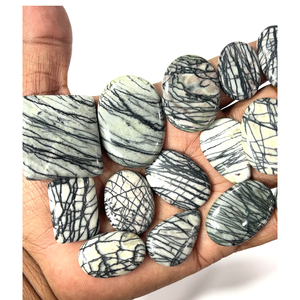 Jaspe toile d'araignée naturel, pierres précieuses brutes, cabochons, formes et tailles variées, environ 20 à 30 mm - Product Image 1