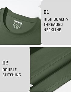 Camiseta de Manga Corta para Hombre, Cuello Redondo, Color Verde Sólido, Corte Regular, Estilo Casual, Tejido de Punto, 100% Algodón, Diseño Liso - Product Image 5