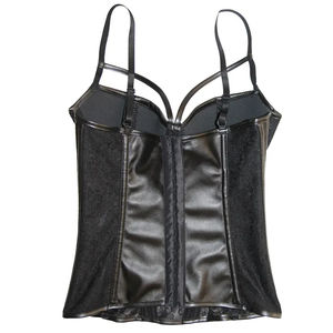 Corset Bustier Sculptant en Cuir Respirant Couleur Unie pour Femme, avec Armatures, Effet Amincissant et de Beauté Corporelle, Style Tube Top, Vêtement d'Extérieur - Product Image 3