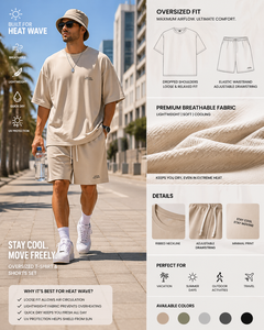 เสื้อยืดโอเวอร์ไซส์และกางเกงขาสั้นชุดเซ็ตสำหรับผู้ชาย พิมพ์ลายตามสั่ง สำหรับหน้าร้อน ระบายอากาศได้ดี ผ้าฝ้าย 100% ไซส์พลัส สไตล์สตรีทแวร์ - Product Image 6