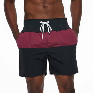 <b>Men's</b> Solid Red White Navy Drawstring Waist Anti-Wrinkle Ripped Casual Swim <b>Trunks</b> Mid Rise Short Length Polyester/Nylon - Product Image 2