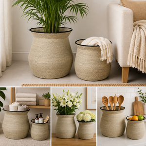 Rustic <b>Plant</b> Fiber Storage <b>Baskets</b> Set Bowl Shape Eco-Friendly Home Decoration Neatening Big Organization <b>Basket</b> - Product Image 4