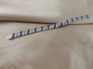 4.60 Cttw Blue & White Natural Diamond Tennis Bracelet 925 Sterling Silver 7 Inch, Round Cut Prong Set Wide Bracelet for Women - Product Image 2