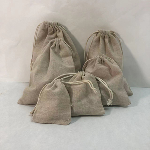 Sac en lin à cordon de serrage, tissé uni, écologique, textile de maison - Product Image 1