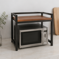 Support de micro-ondes moderne à double niveau en bois pour comptoir, étagères de rangement réglables, non pliable, durable, gain de place