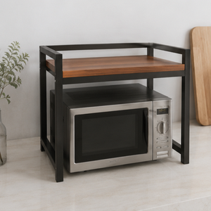 Support de micro-ondes moderne pour comptoir avec étagères de rangement, organisateur de cuisine gain de place, meuble de rangement - Product Image 2