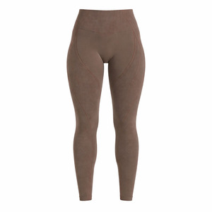 Leggings de Yoga de Cintura Alta, Sin Costuras, Transpirables, de Secado Rápido, Diseño Acanalado, Color Sólido, Elásticos en Cuatro Direcciones, Pantalones Deportivos - Product Image 1