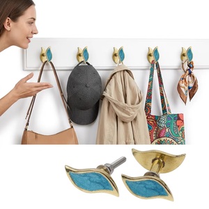 Contemporary Brass Drawer Handle Turquoise Inlay Butterfly Shape Easy Installation Furniture <b>Knob</b> for Wardrobe <b>Dresser</b> Bathroom - Product Image 3