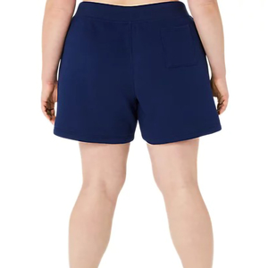 Shorts décontractés d'été pour femmes, bleu marine uni, respirant, en tissu molletonné 100% coton, boutonné, coupe régulière, streetwear, hip hop - Product Image 3