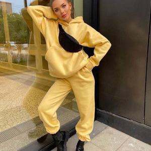 Sudaderas con capucha y joggers para mujer de talla grande, conjunto de 2 piezas, diseños de Bordado de lana de poliéster 100% de peso pesado para invierno - Product Image 6