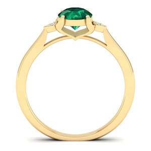 แหวนเพชร REYES ผลิตตามสั่ง ทองคำแท้ 14K รับรองโดย IGI ทรงกลม 0.84 กะรัต พลอยมรกต ของขวัญแต่งงาน เครื่องประดับ - Product Image 4