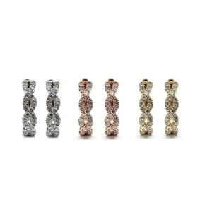 Hermoso Simple Bling giro diseño 18k oro amarillo del SI ronda diamante joyas aros pendientes para boda fiesta - Product Image 4