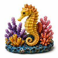 Aimants de réfrigérateur personnalisés en résine 3D sur le thème des animaux marins, base corail, souvenir touristique, cadeau OEM pour les magasins d'aquariums