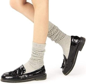 Chaussettes courtes pour femmes en mélange de coton respirant, couleur unie, tricotées, pour usage quotidien, saison automne, épaisseur standard - Product Image 3