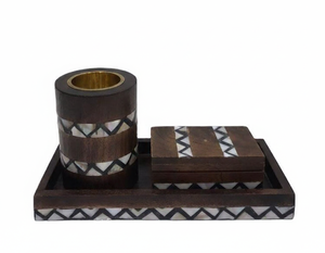 Juego de Incienso Bakhoor Hecho a Mano con Incrustaciones de Madera y Resina, con Caja y Bandeja, Regalo Festivo para Ramadán y Eid, Moderno, Rectangular, Aromático, Madkhan - Product Image 2