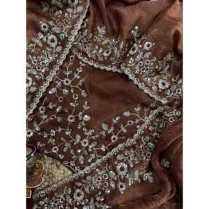 <b>Beautiful</b> Sequence Embroidery Work Saree Traditional Muslim Party Wear Clothing and Accessories - Product Image 6