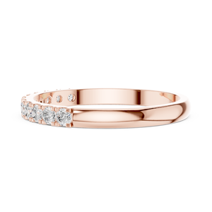 Anillo de Boda de Media Eternidad con Diamantes de Corte Redondo en Oro Rosa Personalizado para Mujer, Anillo de Promesa Apilable Minimalista para Aniversario - Product Image 5