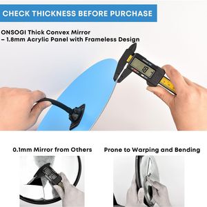 Specchio Convesso Senza Cornice da 11,65 Pollici, Spessore 1,8mm, in Acrilico, Angolo Ampio Regolabile, Specchio di Sicurezza per Interni, Garage e Parcheggio - Product Image 4