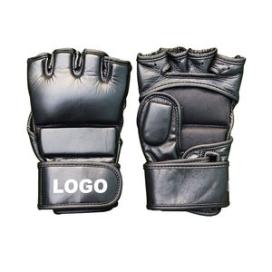 Guantes de Boxeo MMA de Cuero Grueso, Medios Dedos, Transpirables, Antideslizantes, Equipo de Entrenamiento Profesional, Personalizables OEM - Product Image 1